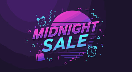 Midnight sale design with vibrant colors and modern style  