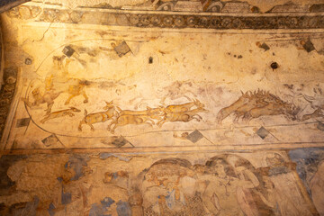 Fototapeta premium Qusayr Amra or Quseir Amra, Jordan Frescoes of Qasr Amra, one of the desert castles