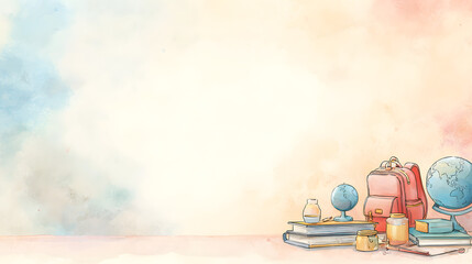 Light Pastel Watercolor Wash Background with Faint Lines