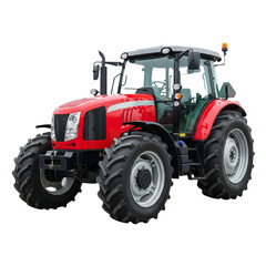 modern red farm tractor on Isolated transparent background png. generated with AI