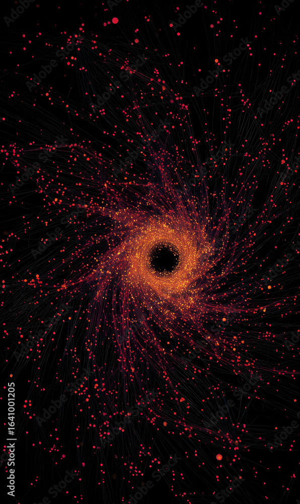 Aufkleber mesmerizing cosmic spiral digital artwork featuring a vibrant orange vortex with connected dots agai