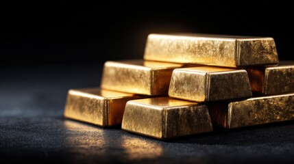 Stacked Gold Bars on Dark Background: Wealth, Investment, and Precious Metals Concept