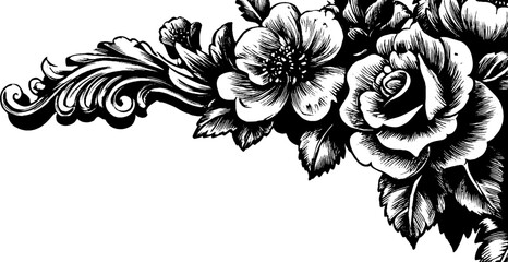 Mughal floral grid ornament hand drawn engraved design for decorative use