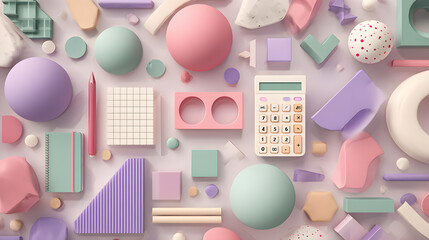 Whimsical 3D Pastel Background Featuring Floating School Supplies