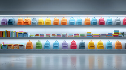 Wide Horizontal Shot of a Clean Modern Retail Shelf