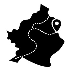 Map with Trail vector clean black silhouette design white background