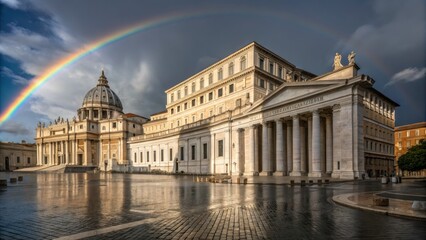  Peter Basilica With Rainbow