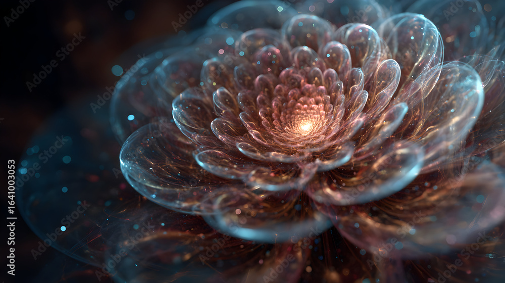 Poster abstract fractal blossom a mesmerizing creation blending digital art with floral aesthetics a captiv