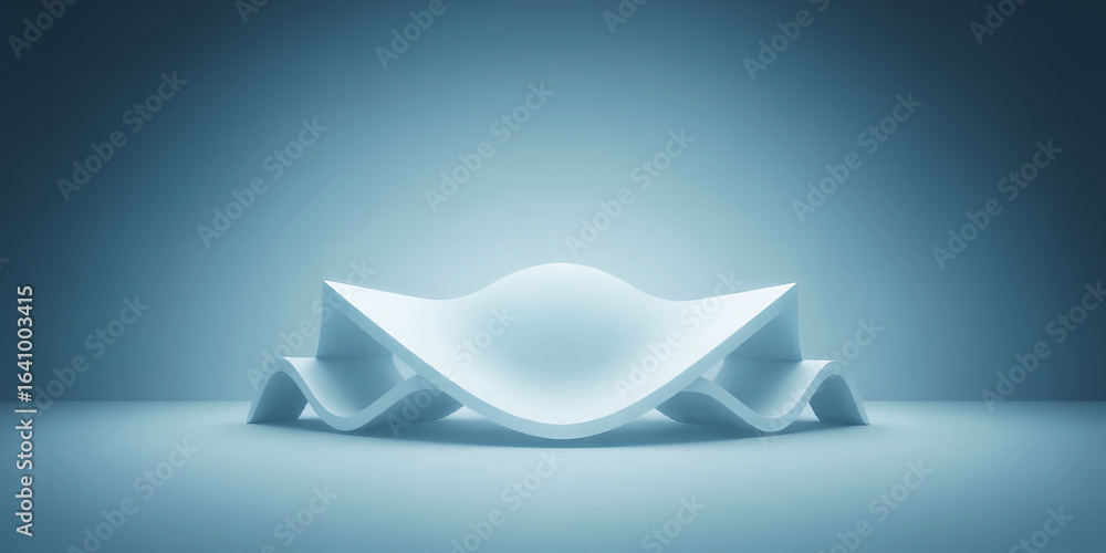 Poster a minimalist abstract sculpture in a soft blue gradient studio lighting environment scene design