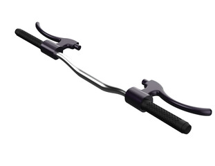 Professional Studio Shot 3D Model of Silver Chrome Bicycle Handlebar Component Featuring Black...