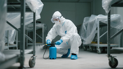 worker in protective uniform