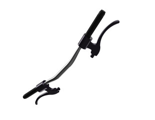 Professional Studio Shot 3D Model of Silver Chrome Bicycle Handlebar Component Featuring Black...
