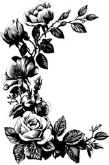 Plakat Intricate floral engraving vertical border design for classic decor and stationery