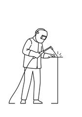 Man Welding in Protective Suit Line Drawing