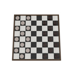 checkers board and pieces isolated on transparent background , 3d render , PNG