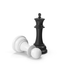 chess king defeat pawn isolated on transparent background , 3d render , PNG © Design Mystery