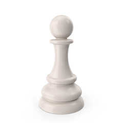 chess piece pawn white isolated on transparent background , 3d render , PNG