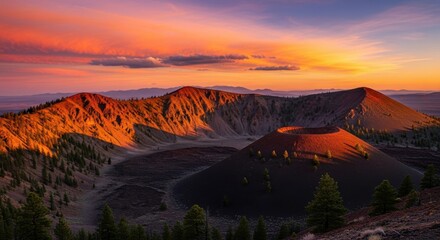 Lassen Volcanic National Park Peaks lit by the Glowing Morning Light