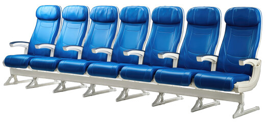 Fototapeta premium Row of blue airplane seats