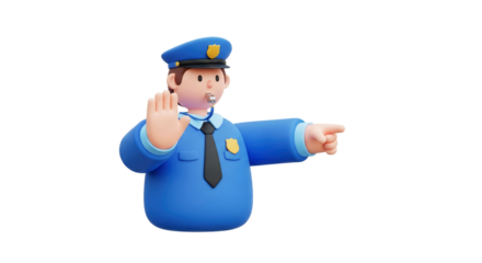 friendly d police officer directing traffic giving stop signal