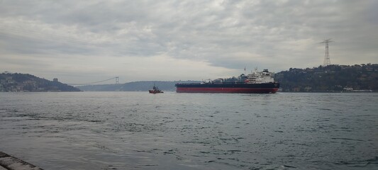 A tanker ship in the Bosphorus
