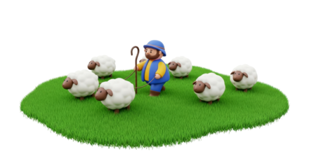 shepherd guiding flock d cartoon illustration for childrens books