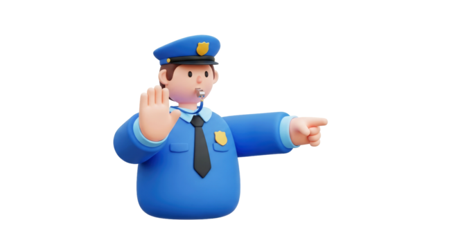 friendly d police officer directing traffic giving stop signal