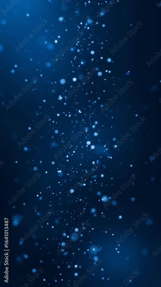Poster abstract blue background with floating glitter particles creates a magical atmosphere with soft ligh