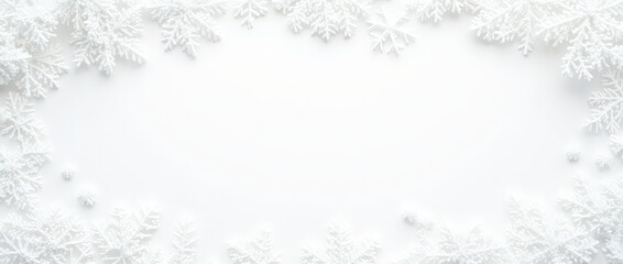 Obraz premium white snow flakes winter christmas background border frame isolated on white