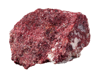 raw cinnabar natural mineral cutout on white