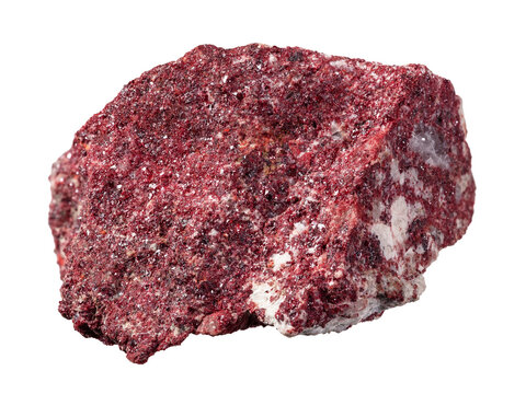 raw cinnabar natural mineral cutout on white