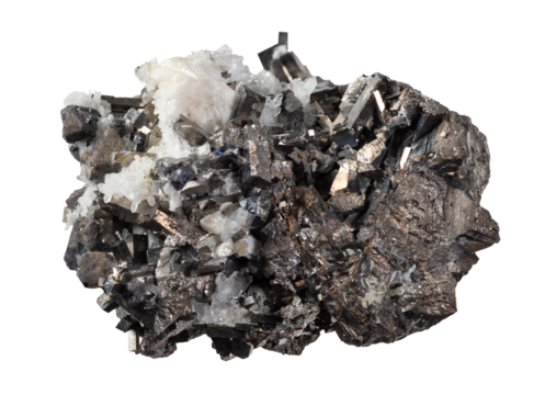 rough natural arsenopyrite mineral cutout on white