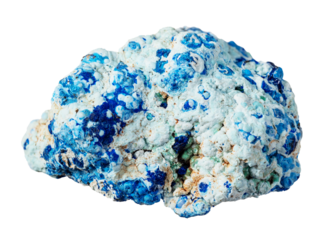 natural raw azurite and gibbsite mineral cutout