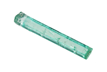 rough natural emerald crystal cutout on white