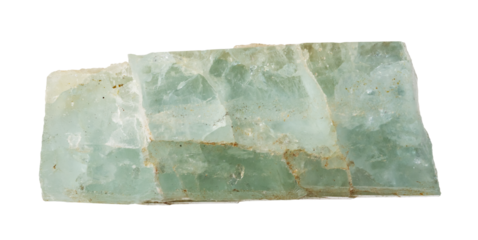 natural rough green beryl crystal cutout on white