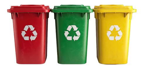 Three colored recycling bins (5)
