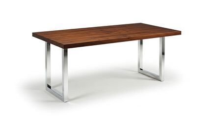Fototapeta premium Modern Rectangular Table with Wood Top and Chrome Legs.
