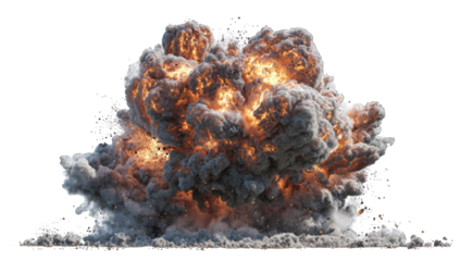 Massive explosion, billowing smoke and fire