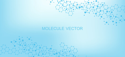 Health care or medical abstract background with hexagons, lines and dots. Scientific innovation banner template concept. Biology and pharmaceutical technology background. Vector illustration.