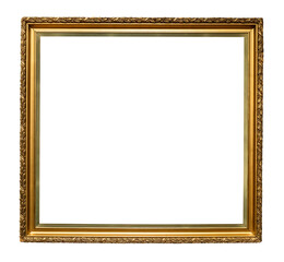 old simple golden wooden picture frame cutout