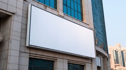 Blank Billboard on Building Facade in Urban Area for Advertising and Marketing Campaigns