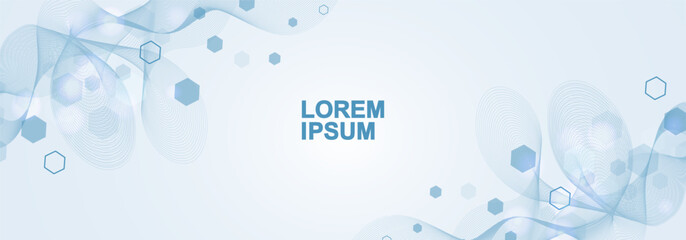 Health care abstract background with lines, dots and hexagons. Medical innovation banner template concept. illustration.