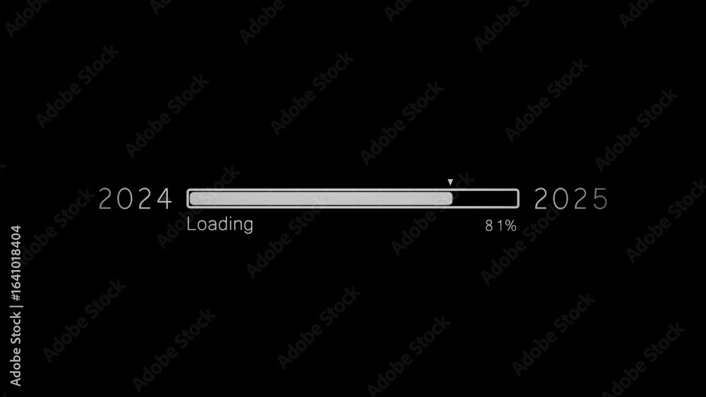 Poster loading bar illustrating the progress of the year from 2024 to 2025 concept