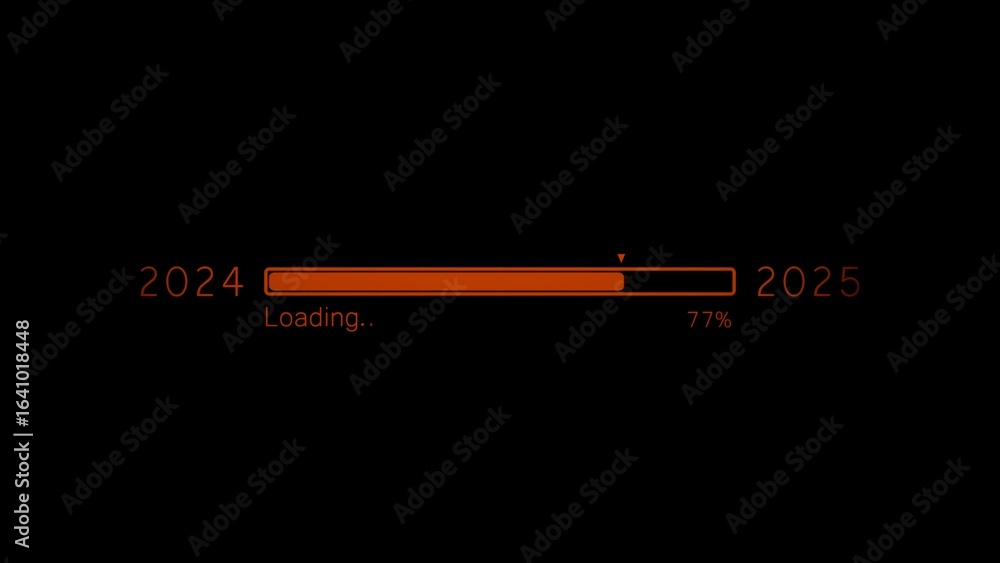 Poster new year 2025 loading progress bar concept design on a black background