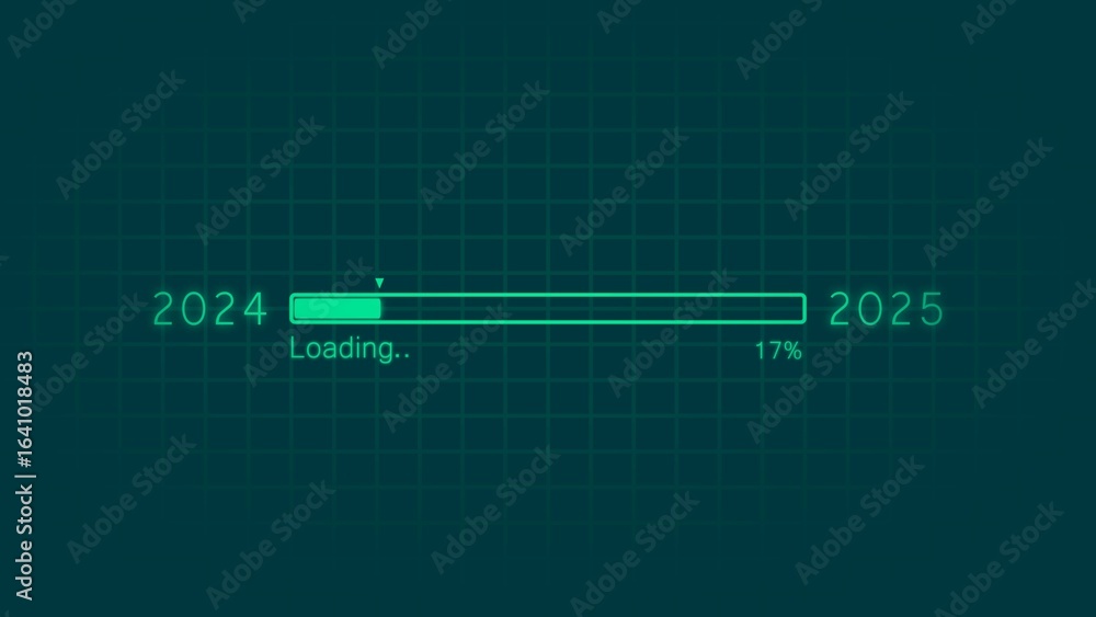 Aufkleber new year 2025 loading progress bar concept with technological grid background