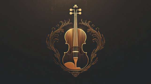 Ornate violin framed in gold
