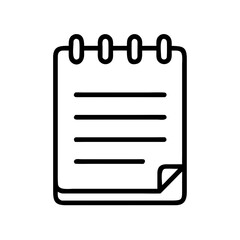 Black outline icon of a spiral notepad, representing note-taking, lists, and writing tasks.
