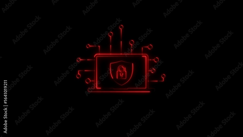 Poster secure laptop with digital circuitry illustrating cyber security and data protection