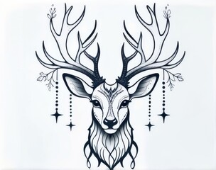 Fototapeta premium Tattoo design piece black and white, feminine tattoo
