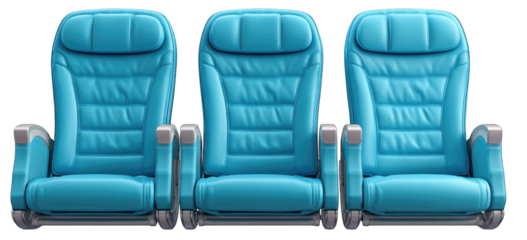 Three light teal airplane seats (1)